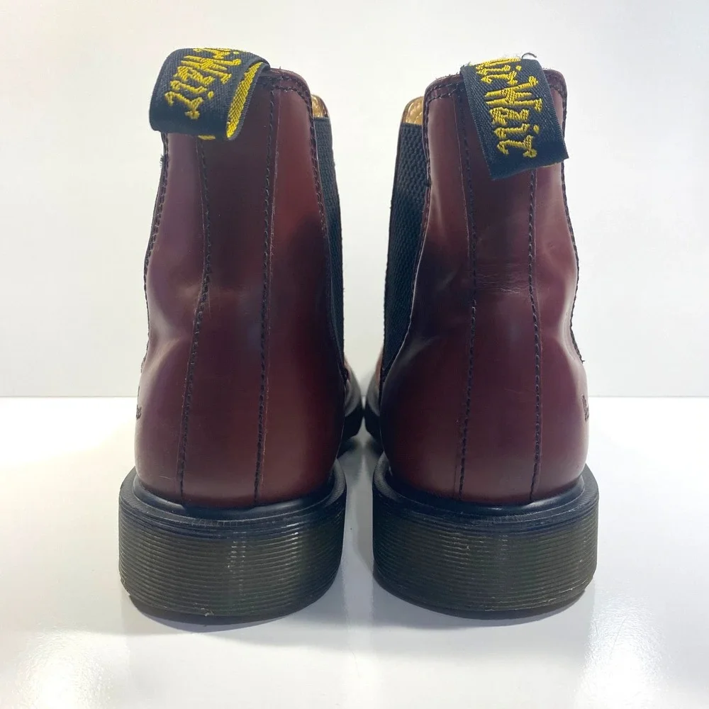 Dr. Martens Mens Size 10 Cherry Red Leather Chelsea Boots Slip-On 2976